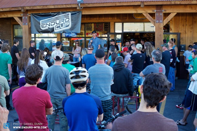 Racer meeting before the Moab stop, in front of Chile Pepper bike shop. Check them out while in Moab.