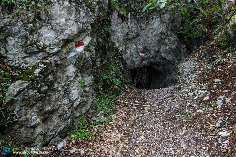 The ominous entrance to the trail, once through here there is no going back! 2km of knife edge trail awaits!