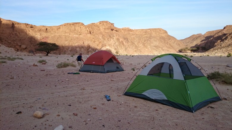 We eventually reach our campsite where we rendezvous with the cars. Those who opted to sleep in tents put them up.