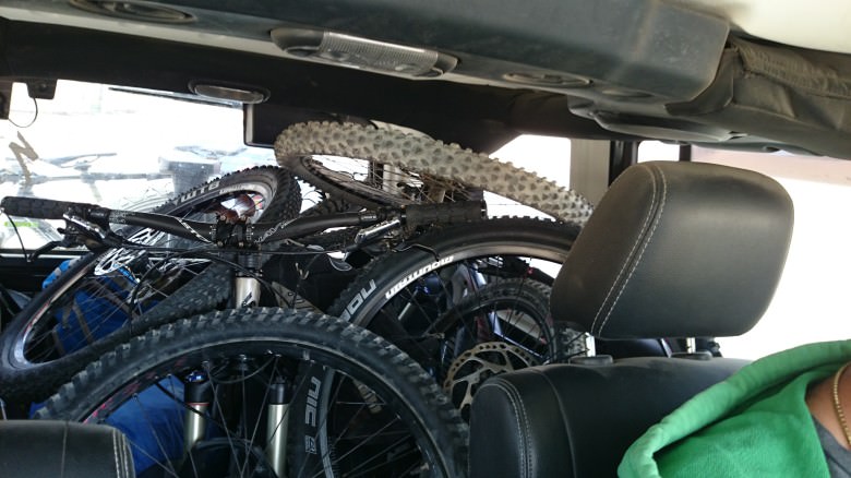 The inside of my car looked like this (note the 2 bikes on the spare tyre rack).