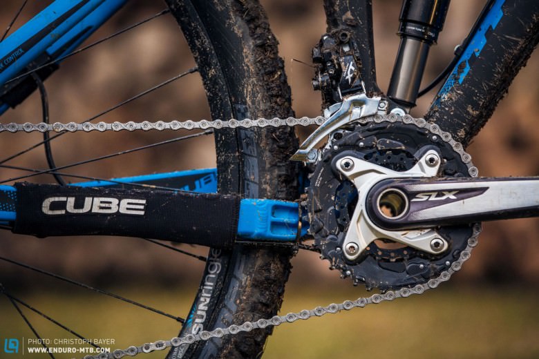 The SLX double crank could benefit from a 22 tooth ring when things get steep.