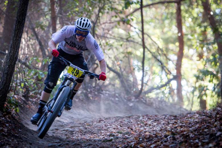 A racer at the 2013 Santa Cruz Super Enduro finds the focus on the wide open trails in Demo Forest. Photo: Scott McClain, Called To Creation