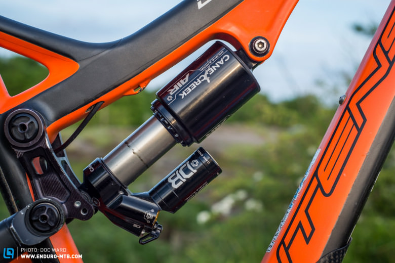 The Cane Creek double barrel air shock is a solid performer.