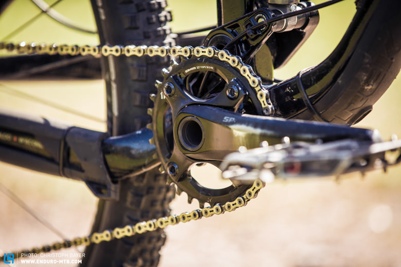 The 32 teeth chainring is suitable for most of the occasions.