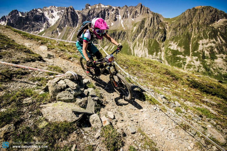 Yeti Rider Hannah Barnes enjoying the high alpine singletrack!