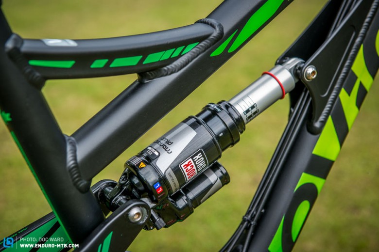 The team is supported by SRAM, so features a Monarch Plus shock.   but this shock will be standard on all build kits!