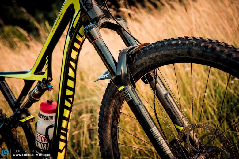 The 120 mm-version of the RockShox Pike is also an outstanding performer. 