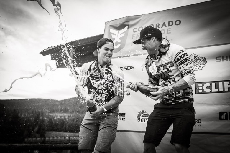 Showering your teammate with champagne, on the podium. Doesn't get any better. 