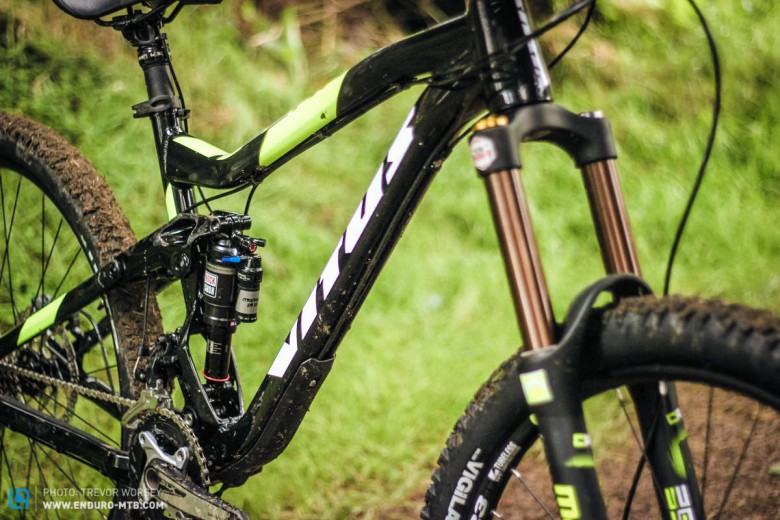 The Marzocchi 350 fork is featured through the range.