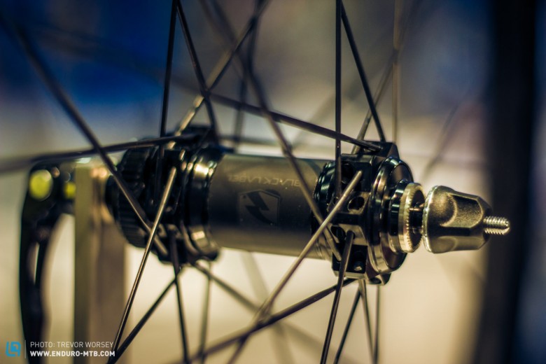 The Black Label rims run on Reynolds own hubs, with 28 forged aero spokes .