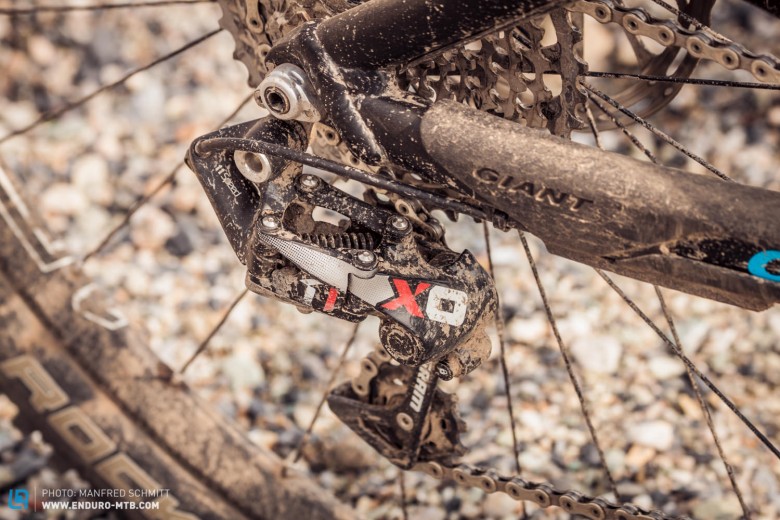 The drivetrain is a mixture of SRAM X01 and XX1