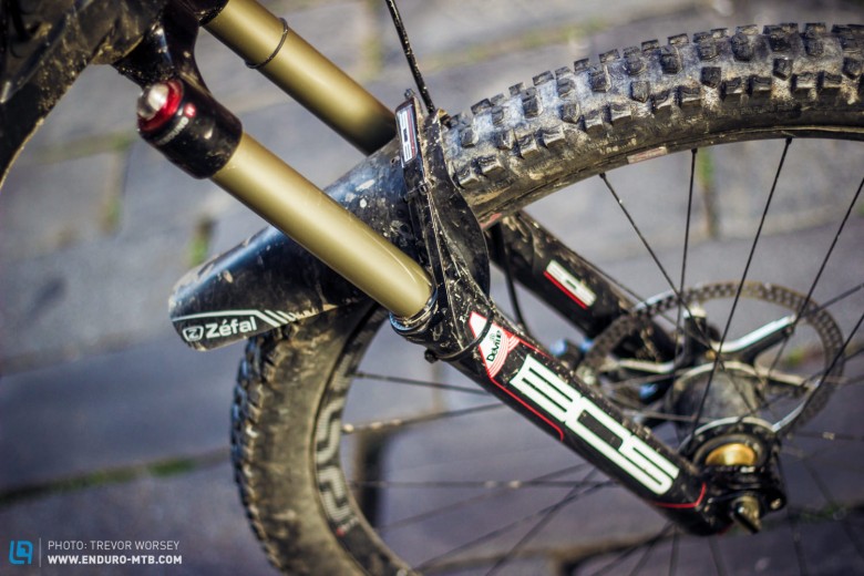 The Bos Deville forks are 170mm versions running 85psi/170Psi.  (Jamie weights in at 75kg)