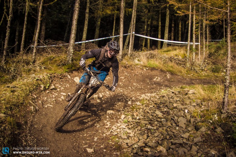 The race finished in the classic Innerleithen Arena, big berms and rough jumps 