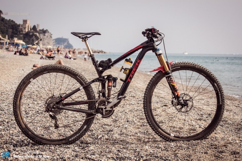 The Trek Remedy 9.8 was Tracy's weapon of choice for the season.