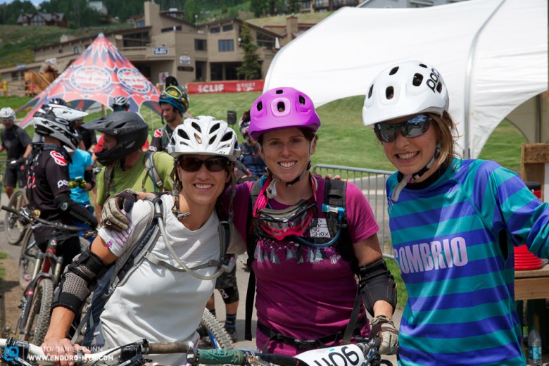 Elena (center) and Sarah (right) are part of Beti AllRide and love to ride mountain bikes.