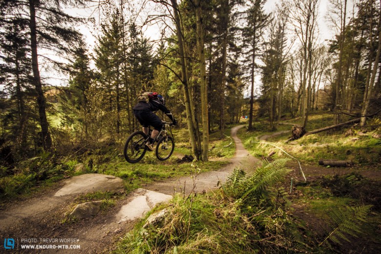 After the natural top section, the lower manufactured trails were super fast and riders were sending it.