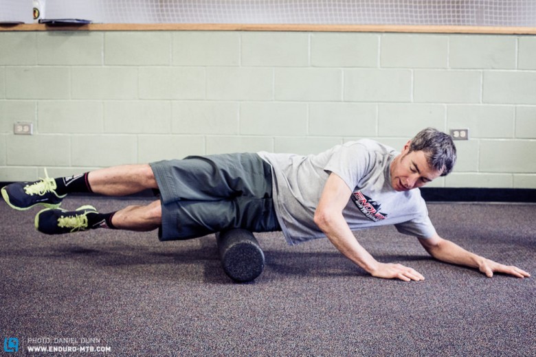 Using a firm foam roller is a type of self massage and can be used to loosen up adhesions. 