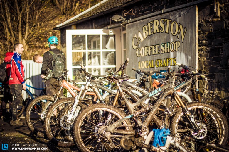 Caberston Cafe is a haven for muddy bikers, time for coffee stop number two
