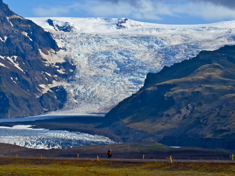 3.	Vatnajökull is Iceland’s largest glacier. It took two days to reach it from where we first sighted it on the horizon, and during that time it grew until it was all we could look at on the straight road