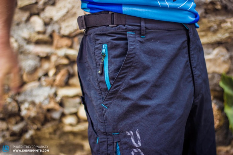 The shorts feature a 4 way stretch seat and rear yoke panel.  An adjustable waistband with velcro tabs ensures good fit