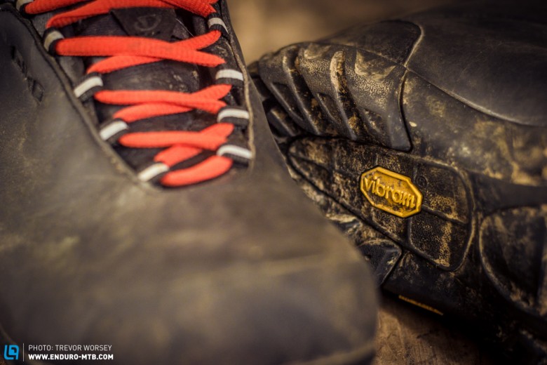 The legendary yellow logo indicates a VIBRAM Icetrek sole provides well proven grip for hiking
