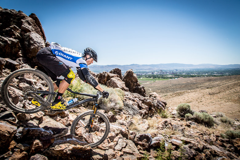 Giant Team Bike & Bean’s Ryan Gibson gets low on his VP VX Trail Race pedals at the Battle Born Enduro. Ryan reports that the whole team is pumped to their 2014 Team Championship title.”We’re looking forward to challenging ourselves, having fun and building community!” (Called To Creation).