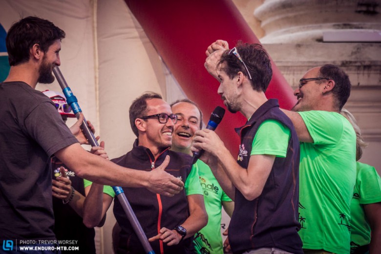 The Finale Ligure trail building team were delighted to be recognised on the stage