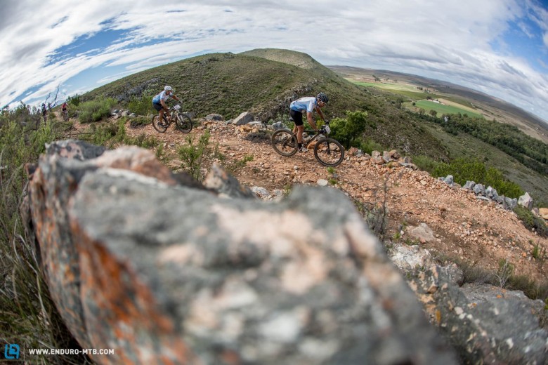 Riders make their way through Cape Nature Reserve  during stage 3.