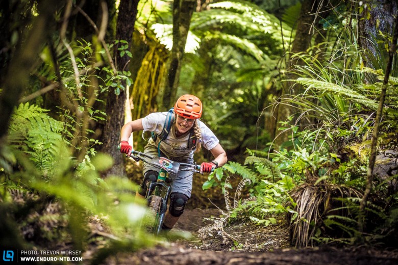 Whistler downhiller Sarah Leishman looked very at home on the enduro terrain