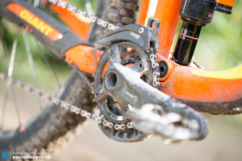 A chain device ensures that the chain stays in place, when the terrain is getting wild