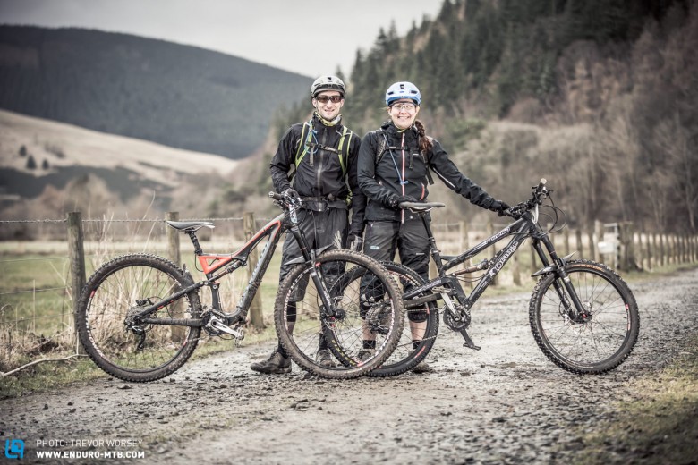 Helena and Andrew Perry were dressed for the weather on their Ornage Alpine and Stumpjumper