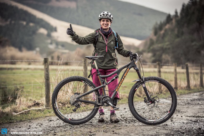 Getting ready for her first enduro race, Kate Mackie looked stoked on her Bronson