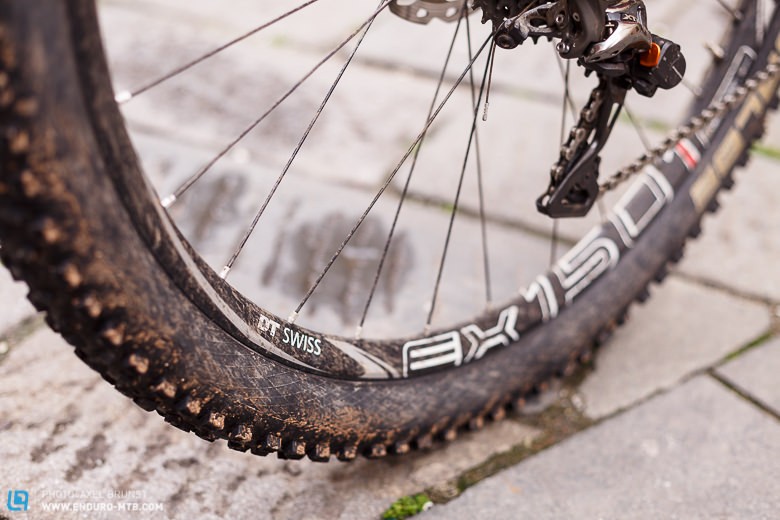 André always uses a tubeless set-up on his DT Swiss wheels.