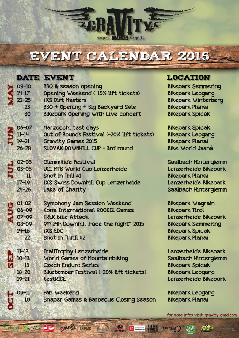 Gravity Card Event Calendar 2015