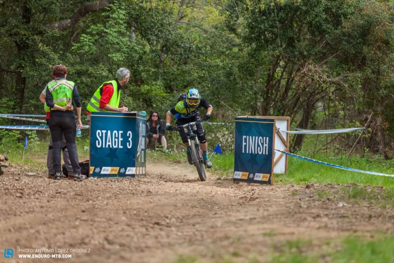 Finish line of the stage 3 during the first stop of the European Enduro Series in Punta Ala, Italy, on April 26, 2015. Free image for editorial usage only: Photo by Antonio López Ordóñez.