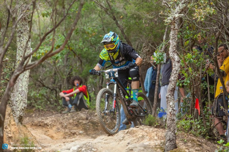 Races down the stage 4 during the first stop of the European Enduro Series in Punta Ala, Italy, on April 26, 2015. Free image for editorial usage only: Photo by Antonio López Ordóñez.