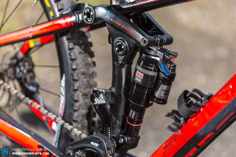 The Rockshox Monarch Plus RCT3 works well for Katy, even though she is a lot lighter than the average rider