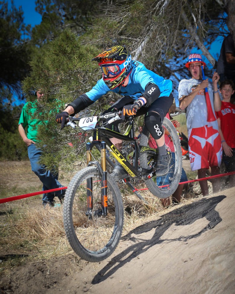 Me just barely handing on in the downhill race at Sea Otter.