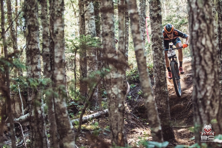 Spencer Paxson drops into the first trail of the week -Further Burger -leading the pack.