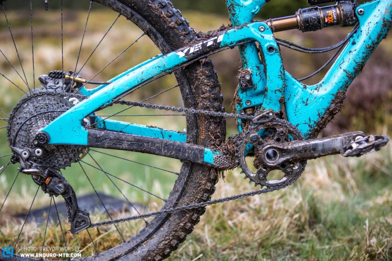 Barely recognisable, the Shimano XTR groupset comes as standard on the YETI SB5C. Oddly, Continental are on the back, with Maxxis on the front. Yeti are known for running solely on Maxxis. 