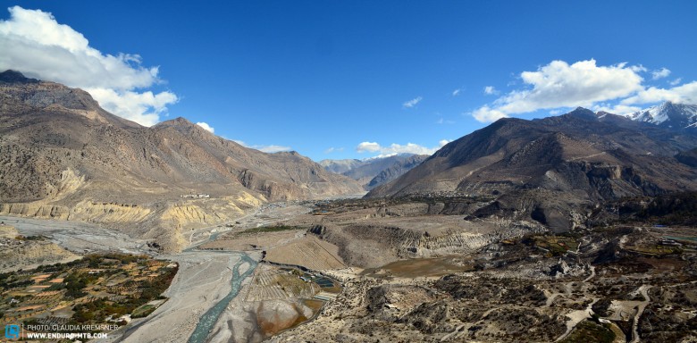 Schöner Blick auf Mustang und dem Kali Gandaki River. 