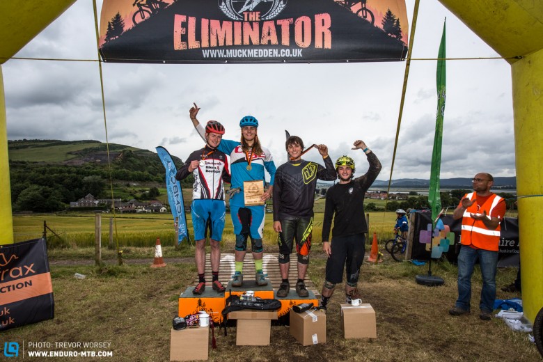The eliminator podium, 1st Thomas Mitchell, 2nd Conner Johnstone, 3rd Craig Falconer and Andy Donnachie