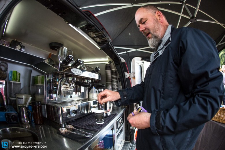 In the fragile morning hours, AyeCoffe's Colin was the most important man on site, dishing up caffeine rich motivation