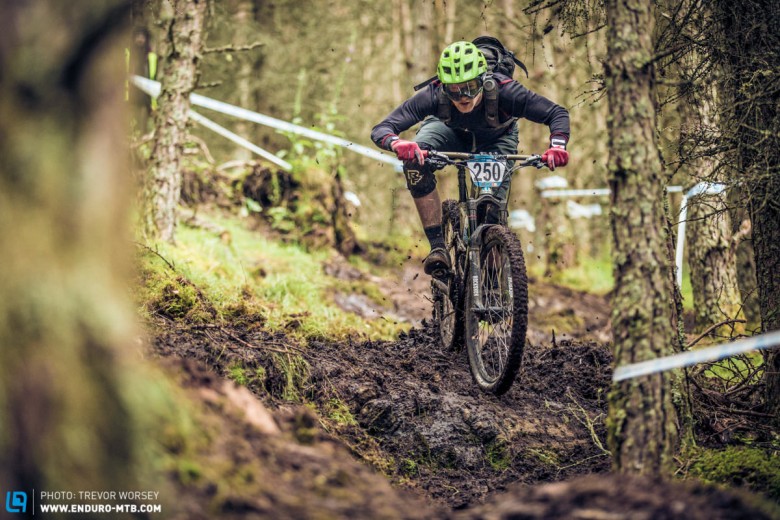 Riders were throwing shapes all over in the slick mud