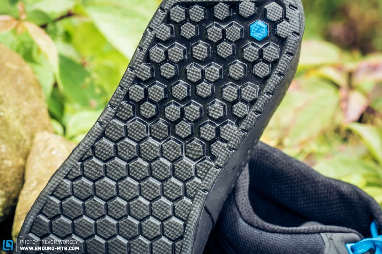The sole has an excitingly named Shark-skin forefoot tread pattern, with an open hex rear for traction