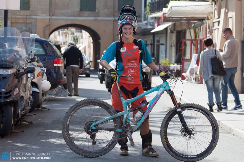 The local Italian girls were out in force! A Santa Cruz Nomad was Chiara's weapon of choice as she rode to a 27th place with a total race time of just over 50 minutes.
