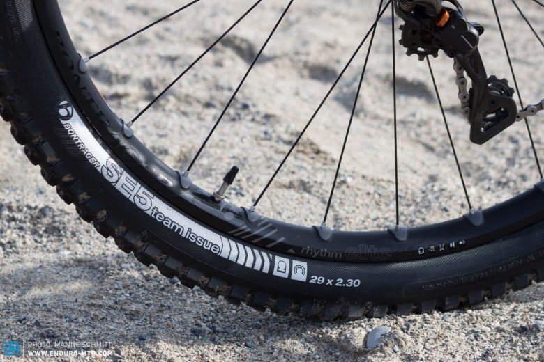Then she runs Bontrager SE5 or SE3 tires depending on the trail and weather conditions. 
