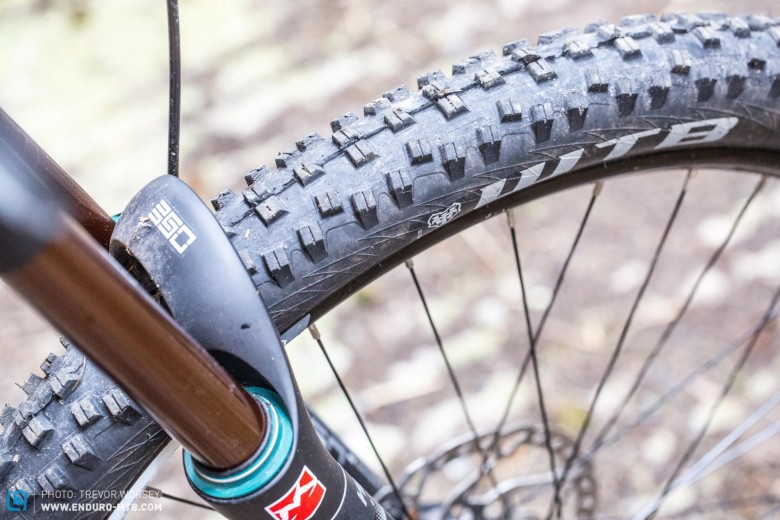 Good rubber: The WTB Vigilante TCS Dual DNA compound front and Trail Boss TCS Dual Ply rear tyre combo are good all-rounders. They add to the considerable weight of the bike, but provide great grip and puncture protection.