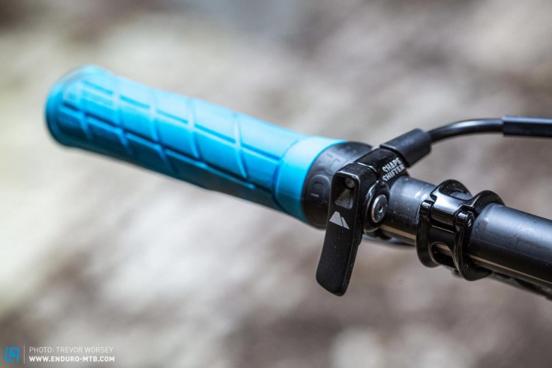 Two-faced: With the flick of this Shape Shifter lever you have two bikes in one. It takes a few minutes of practice to get the weight shifting right, but soon you will have an XC climber or a DH shredder at the tip of your finger. 