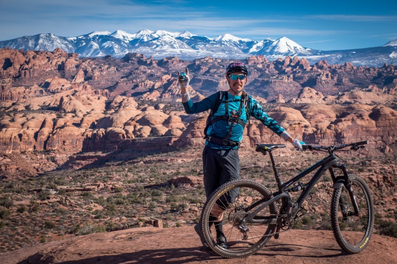 Nate Hills having a blast in Moab, Utah with his new Yeti SB45c. A 29er with a 140mm RochShox Lyrik for sure sounds fun!